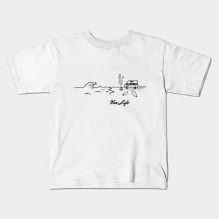 Van Life California Sandy Beach Wave Surf Campfire Kids T-Shirt